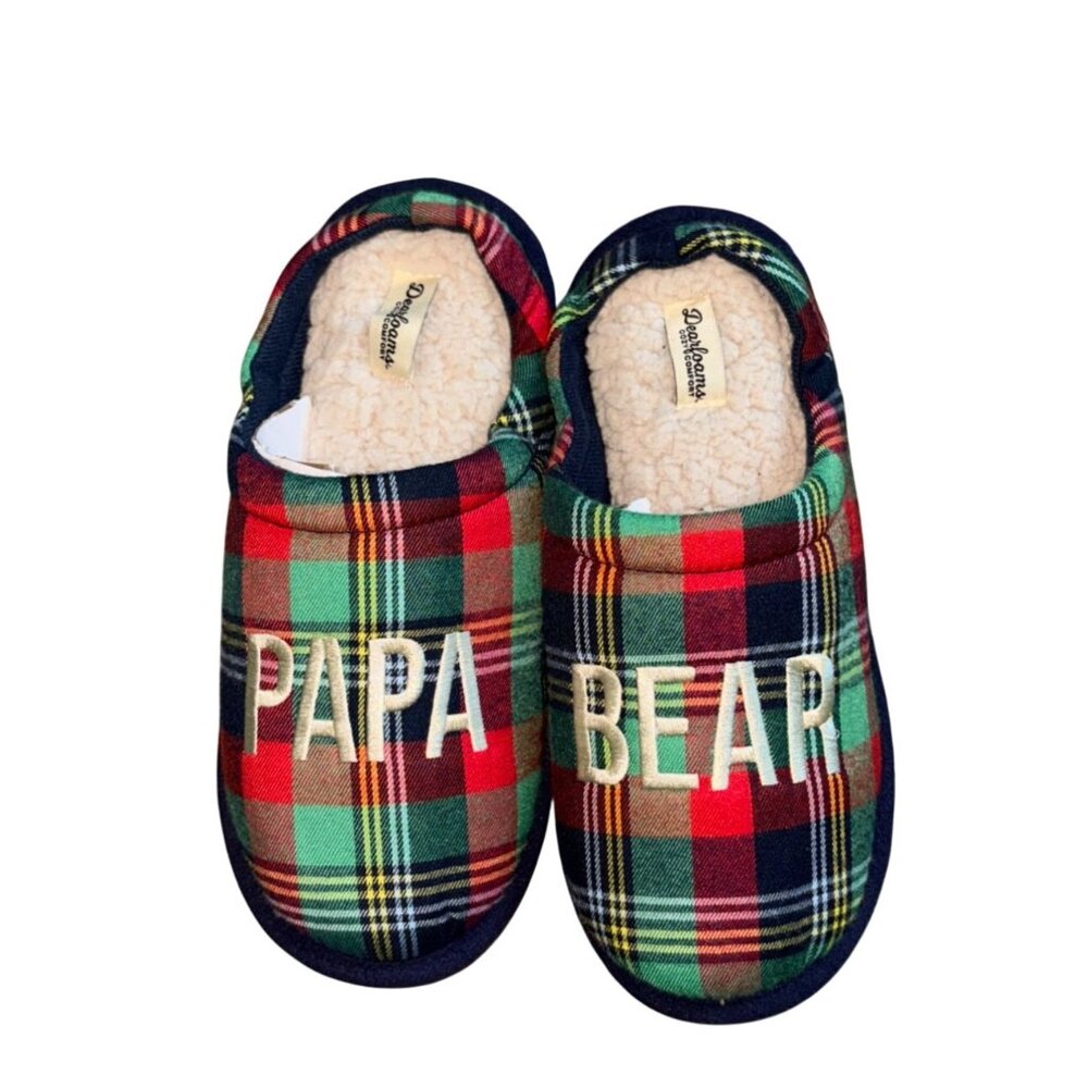 Dearfoams Coy Comfort 'Papa Bear' Slippers-Plaid-Mens 7/8-NWT